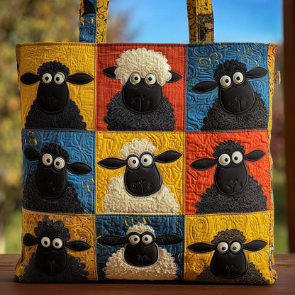 Whimsical Sheep Patchwork Quilted Tote