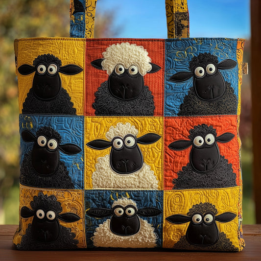 Whimsical Sheep Patchwork Quilted Tote