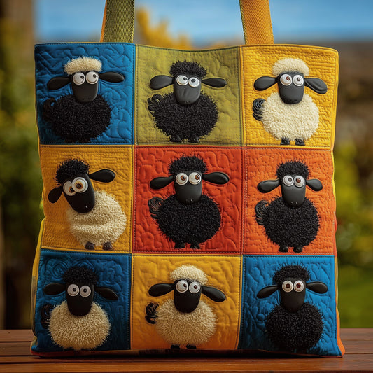 Colorful Sheep Patchwork Quilted Tote