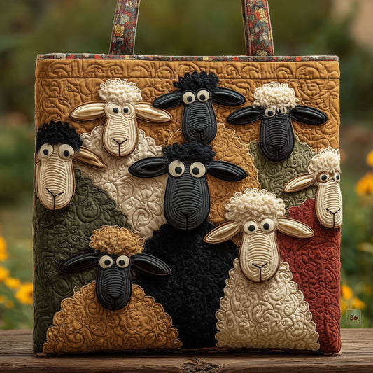 Sheep Group Artwork Quilted Tote