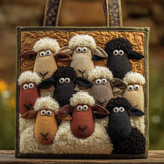 Sheep Applique Artwork Quilted Tote