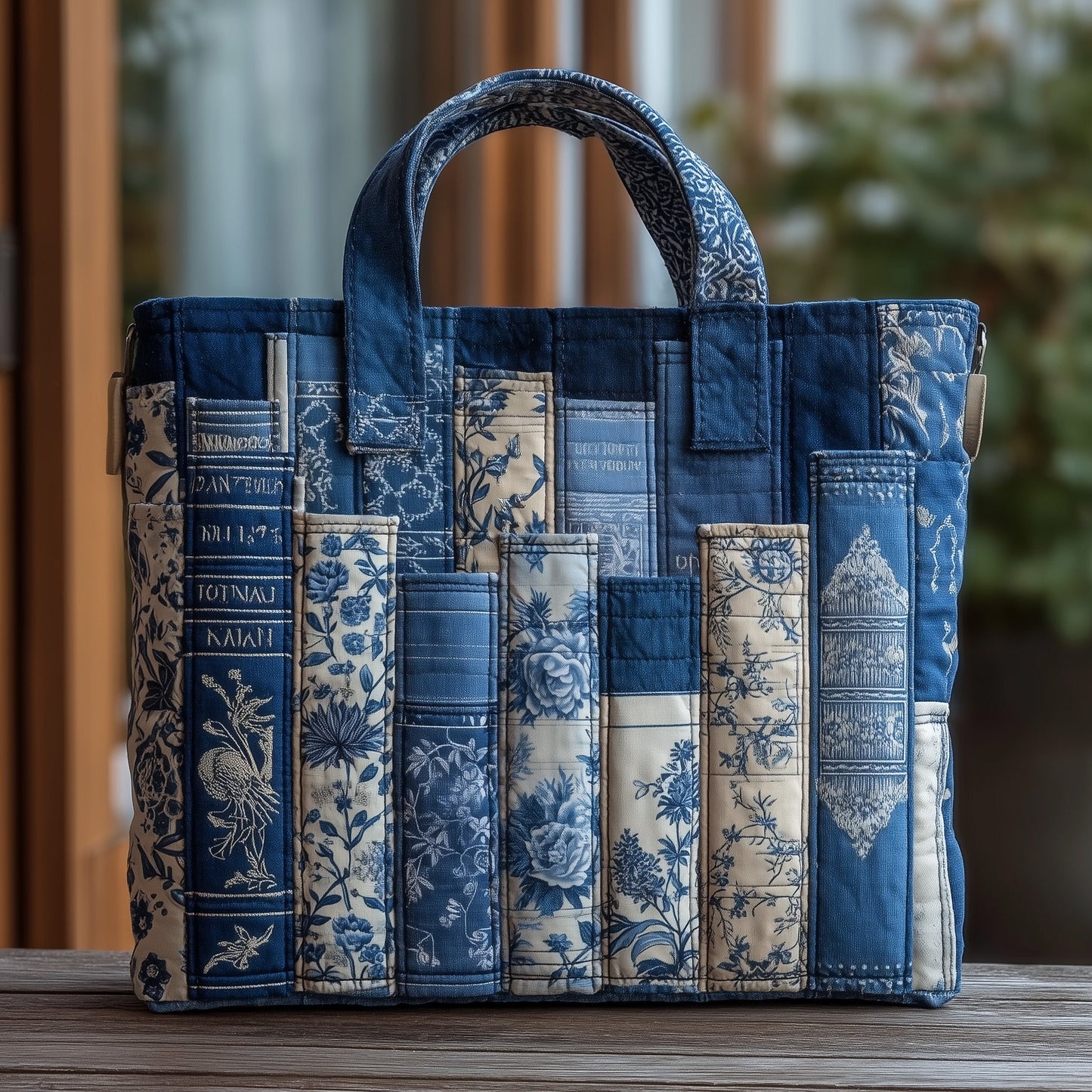 Everyday Stacked Books Quilted Tote
