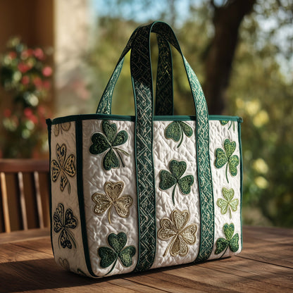 Everyday Shamrocks Clovers Quilted Tote