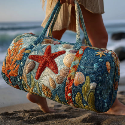 Seashell Starfish Coral Quilted Tote
