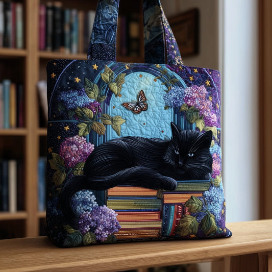 Black Cat Books Quilted Tote