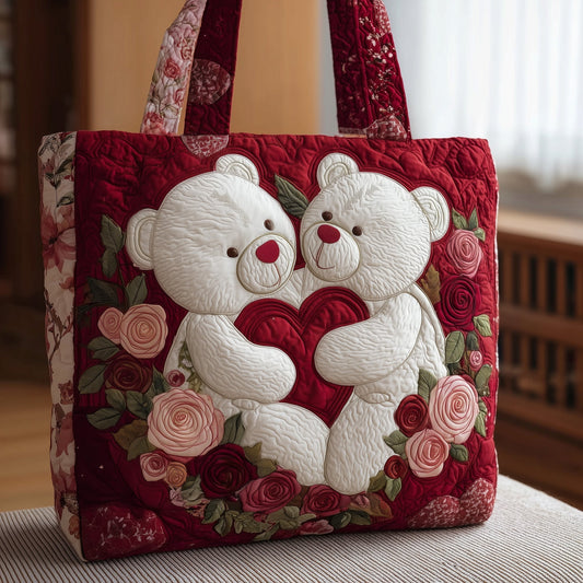The Vintage Rose Bear Quilted Tote