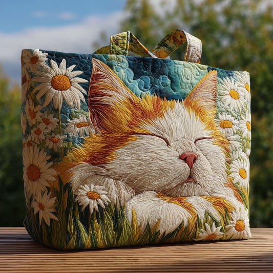 Everyday Cat Daisies Quilted Tote
