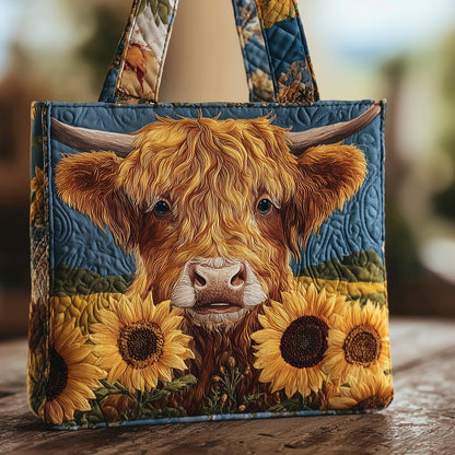 Highland Cow Sunflowers Tote Bag