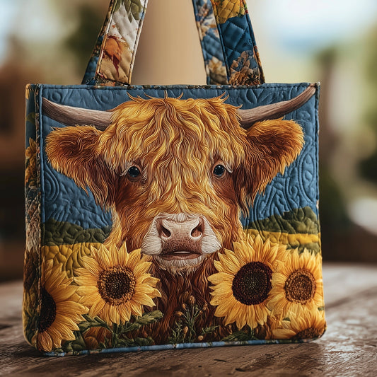 Highland Cow Sunflowers Tote Bag