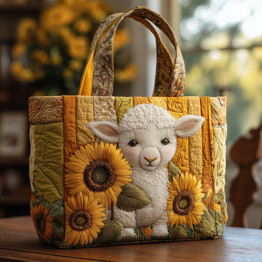 Everyday Lamb Sunflowers Quilted Tote