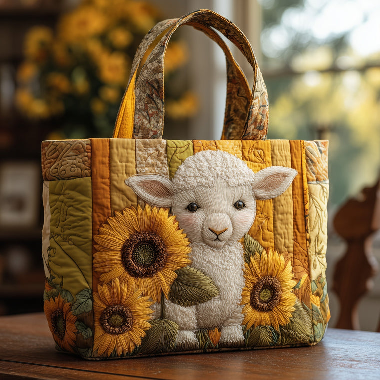 Everyday Lamb Sunflowers Quilted Tote