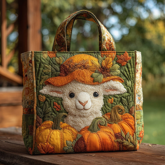 Cute Lamb Pumpkins Quilted Tote