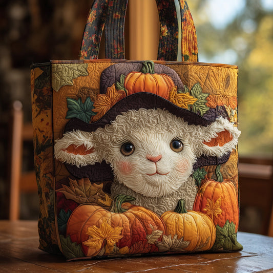 Everyday Lamb Pumpkins Quilted Tote