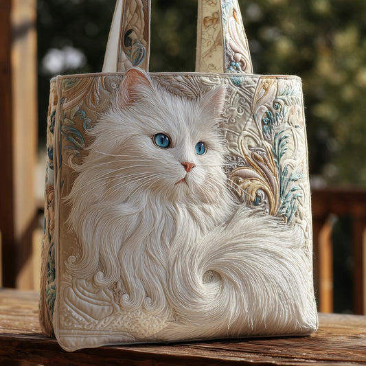 White Cat Portrait Tote Bag