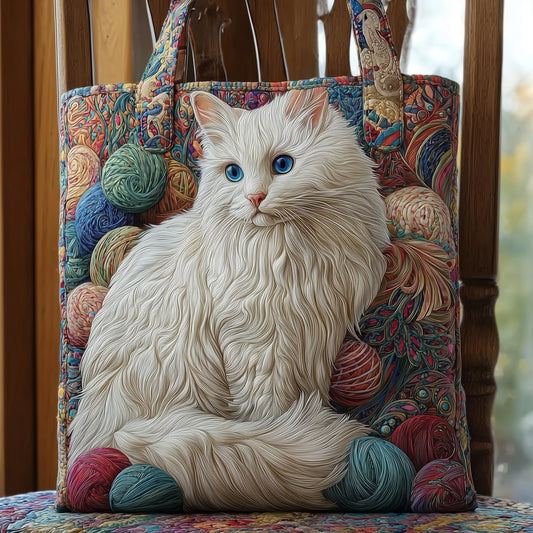 White Cat Yarn Quilted Tote