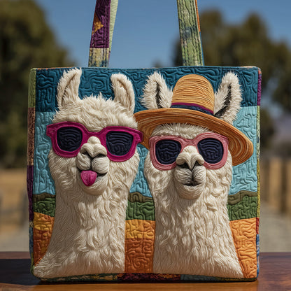 Two Llamas Sunglasses Quilted Tote