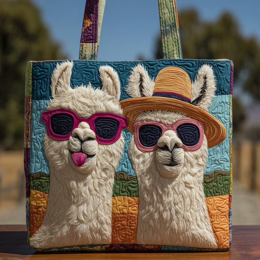 Two Llamas Sunglasses Quilted Tote