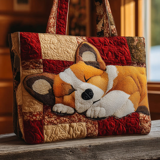 The Sleeping Corgi Quilted Tote
