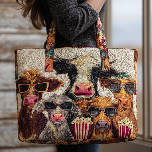 Cows Wearing Sunglasses Quilted Tote