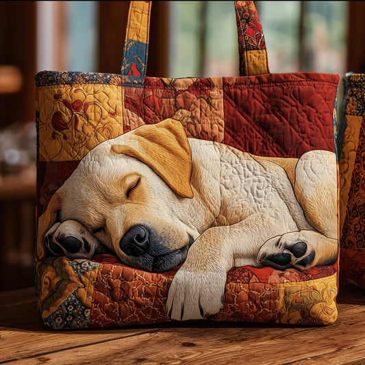 Sleeping Labrador Dog Quilted Tote