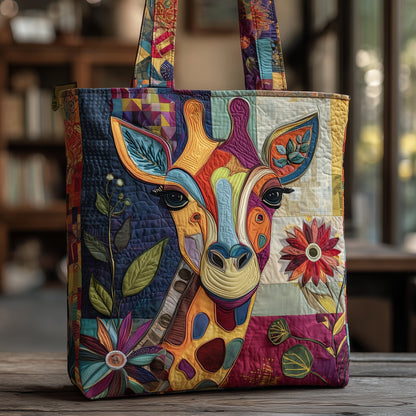 Colorful Giraffe Artwork Quilted Tote