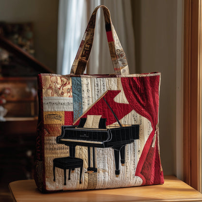 Piano Music Notes Quilted Tote