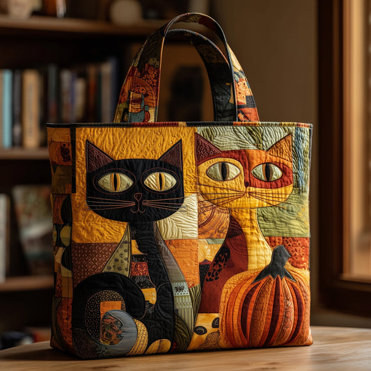 Everyday Autumn Cats Quilted Tote