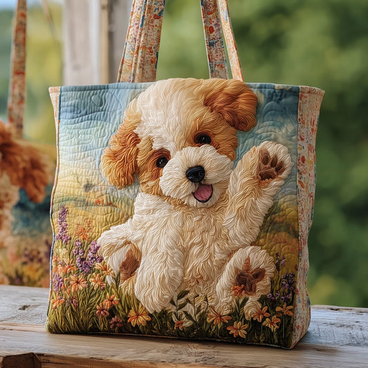 Poodle Dog Portrait Quilted Tote