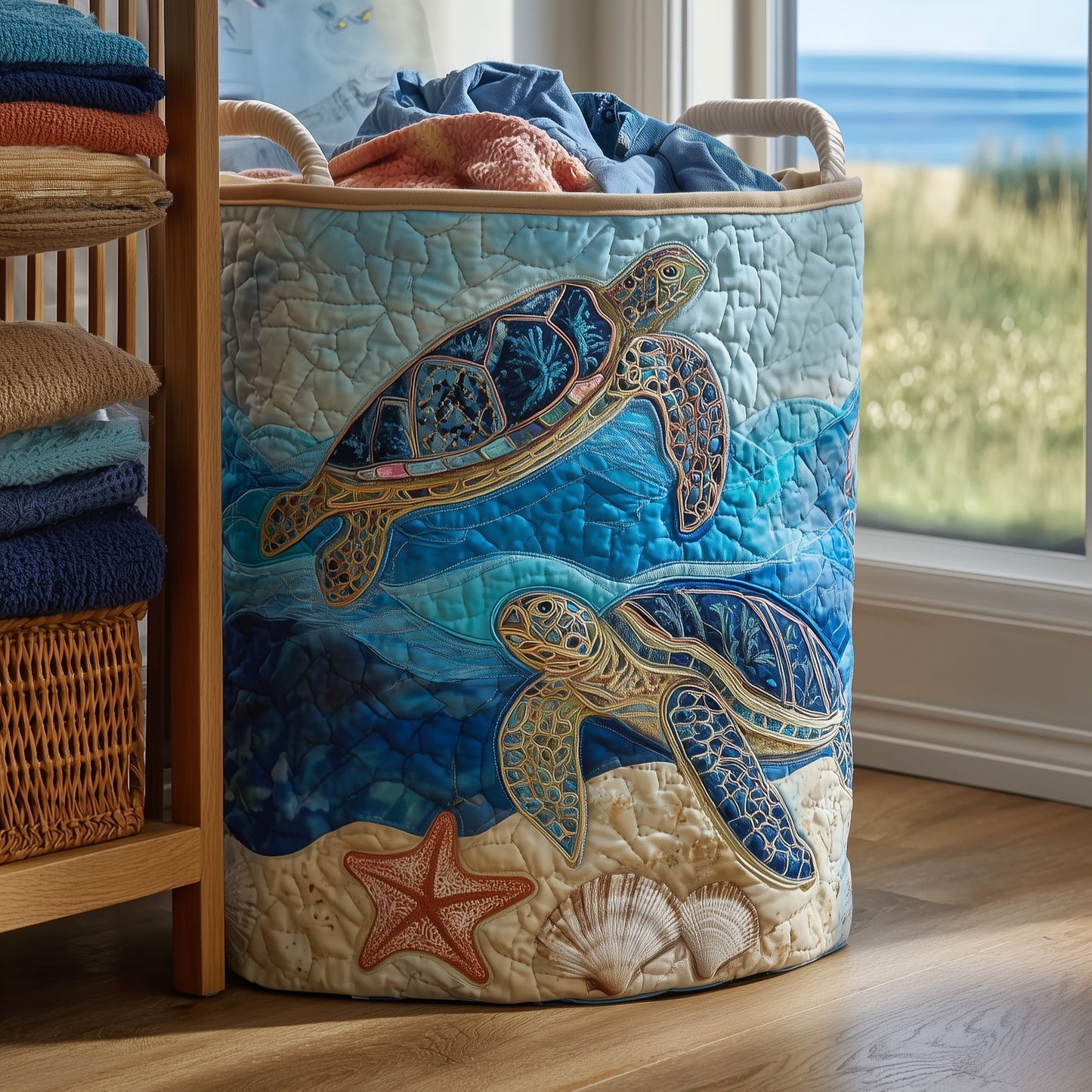 The Turtle Quilted Laundry Basket Tote 3690