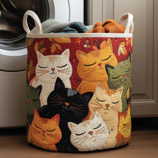 The Sleeping Cat Quilted Laundry Basket Tote 3736