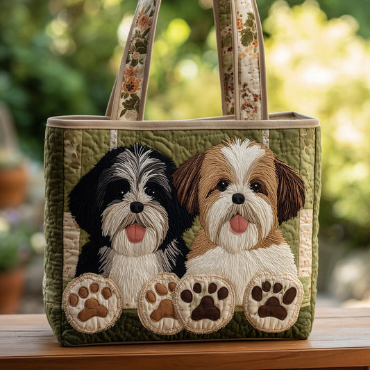 Shih Tzu Dogs Quilted Tote