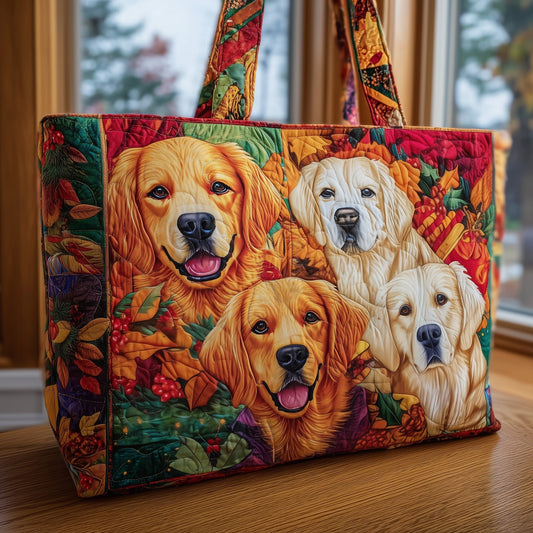 Everyday Golden Retriever Quilted Tote