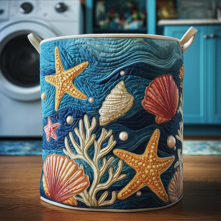 The Ocean Breeze Quilted Laundry Basket Tote 3841