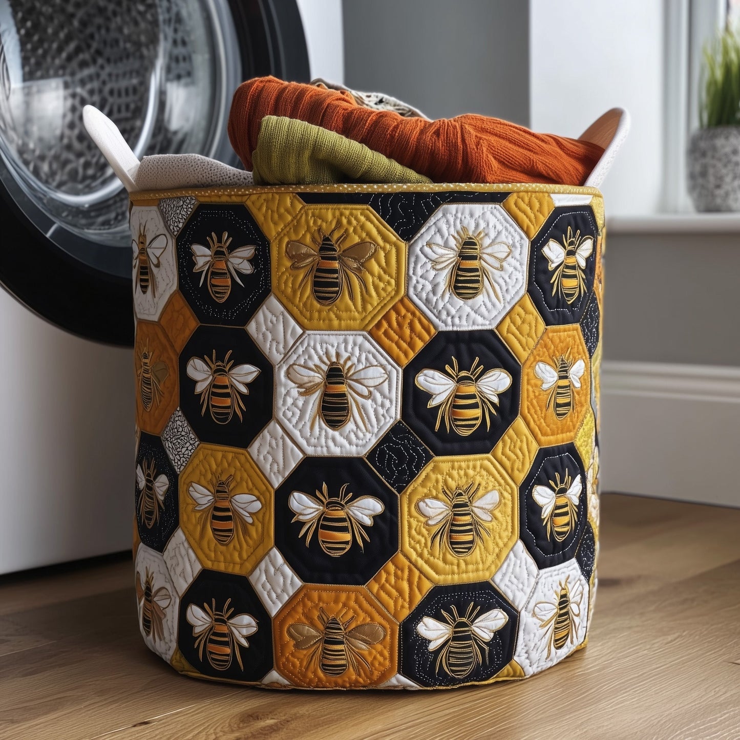 The Bee Quilted Laundry Basket Tote
