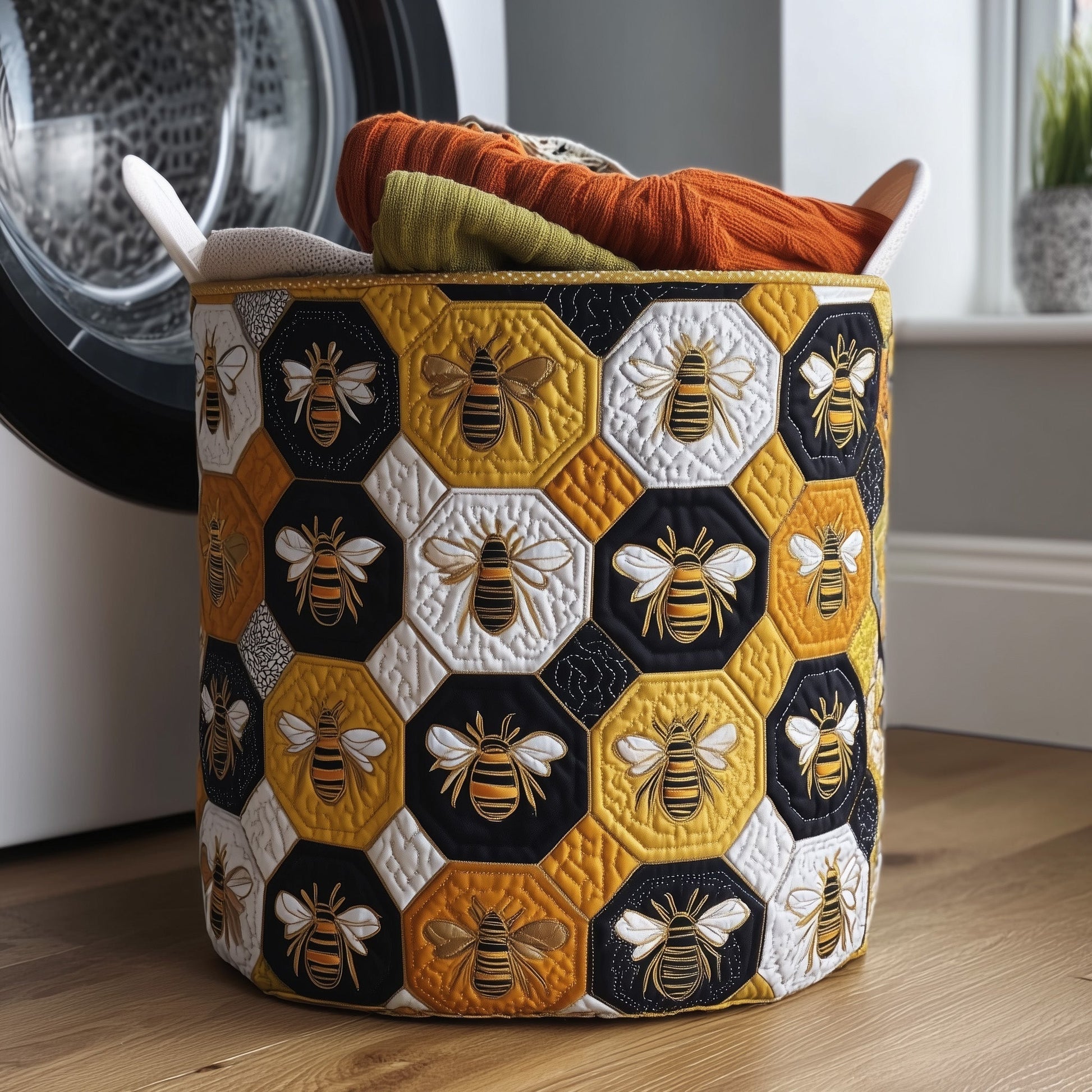 The Bee Quilted Laundry Basket Tote