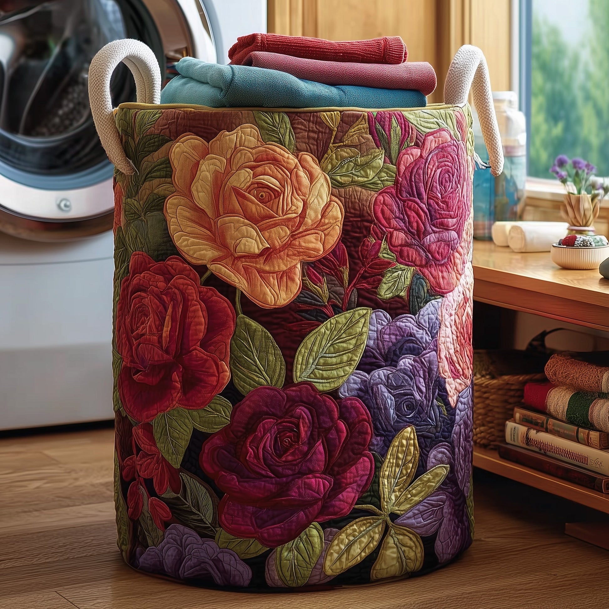 Rose Laundry Basket Quilted Tote