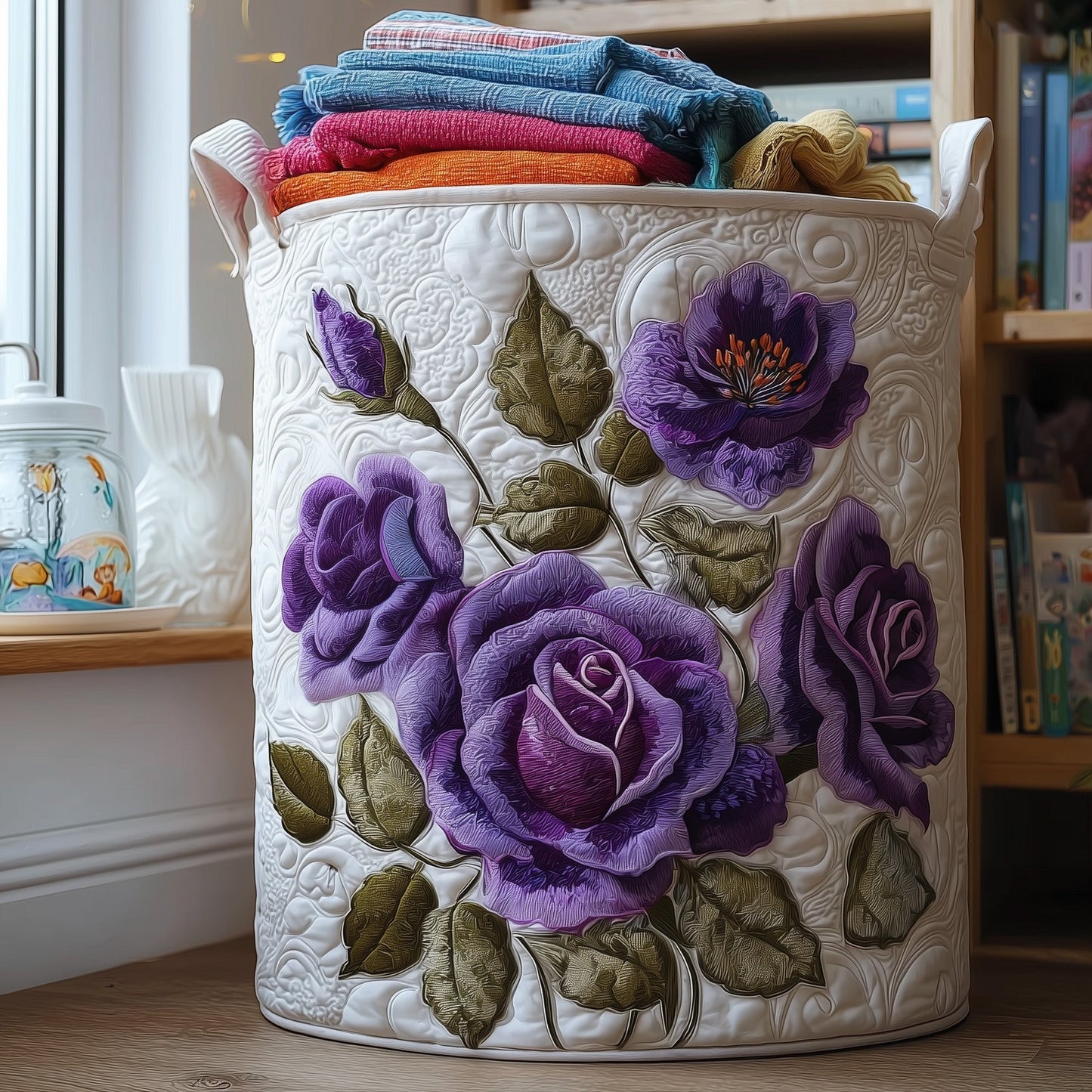 Rose Laundry Basket Tote Bag