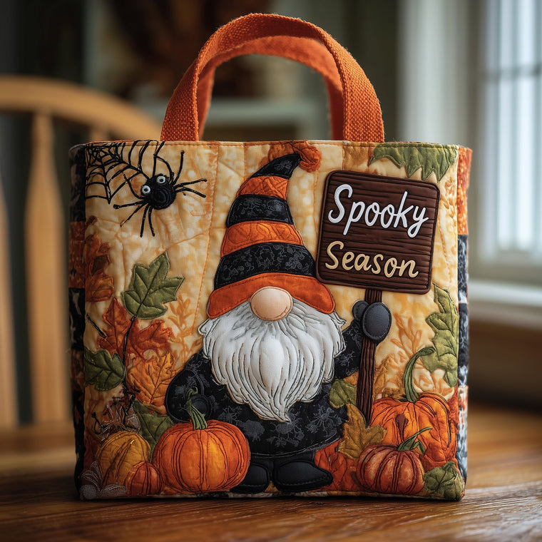 Gnome Pumpkin Spider Autumn Quilted Tote