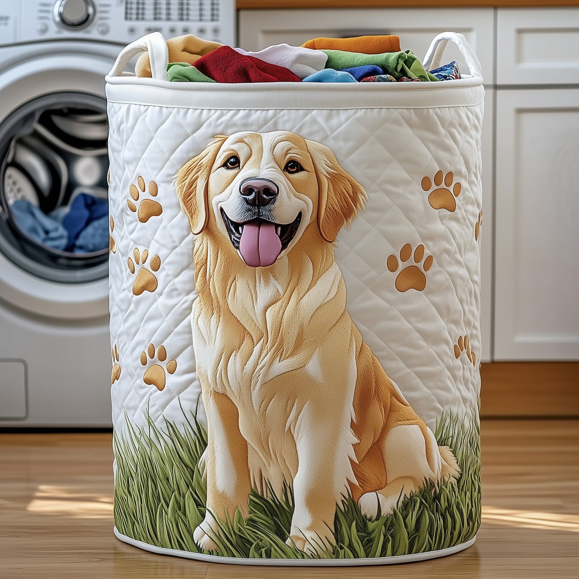 Golden Retriever Laundry Quilted Tote