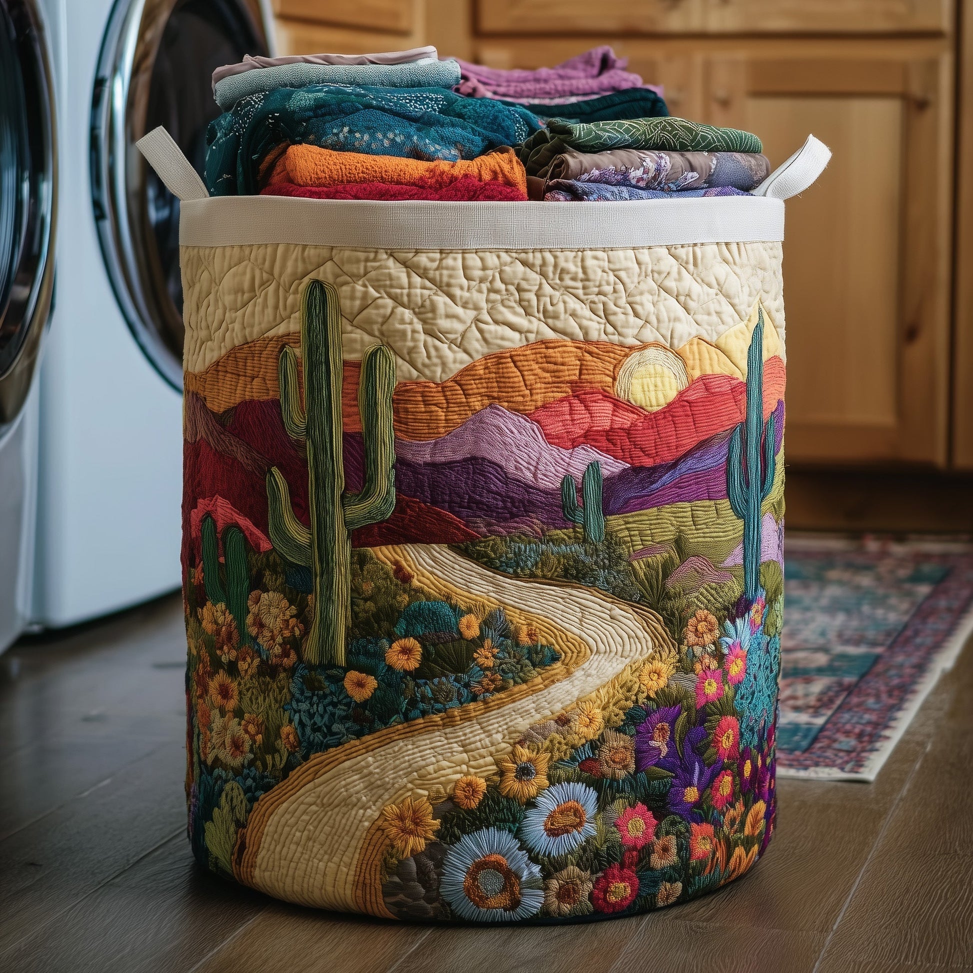 The Cactus Sunset Quilted Laundry Basket Tote 4395