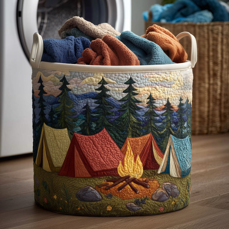 The Campfire Dream Quilted Laundry Basket Tote