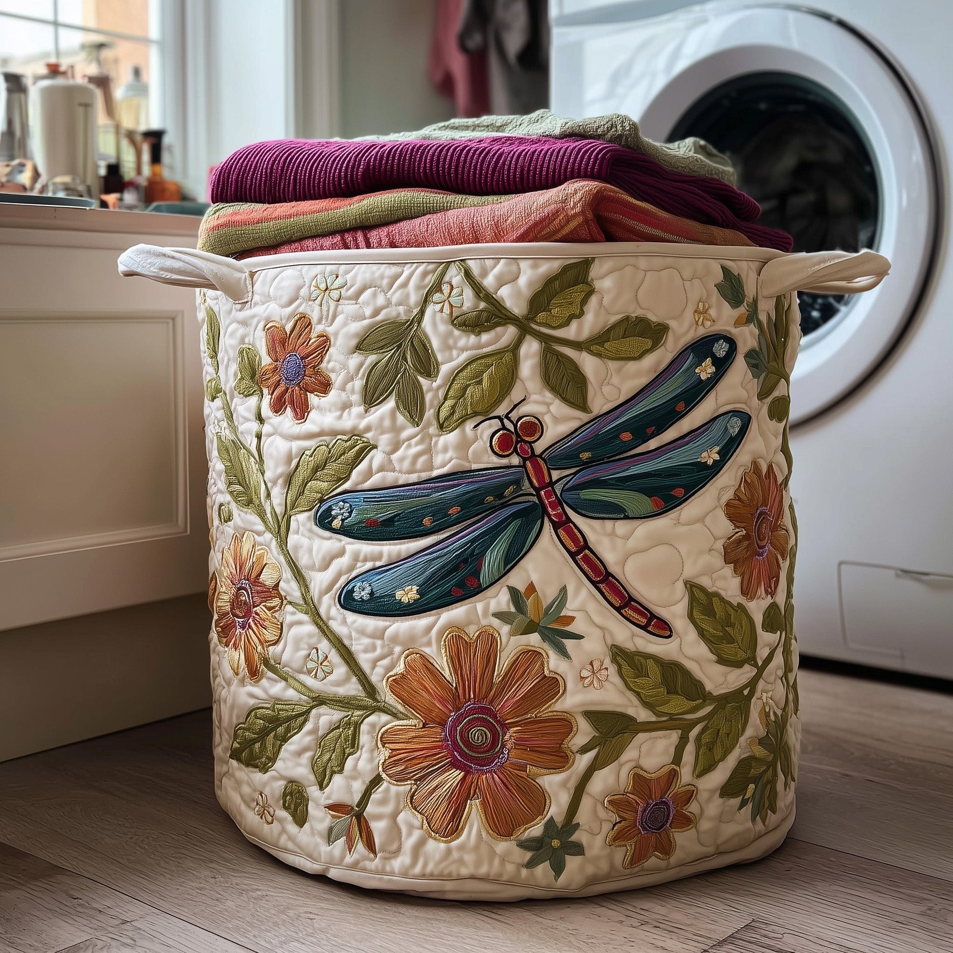 Dragonfly Laundry Basket Quilted Tote