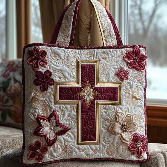 The Faithful Cross Quilted Tote