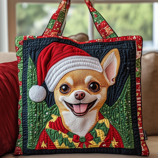 Chihuahua Dog Christmas Quilted Tote