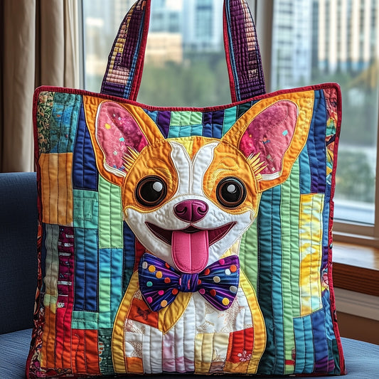 Colorful Chihuahua Dog Quilted Tote