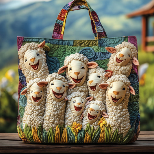 Smiling Sheep Group Quilted Tote