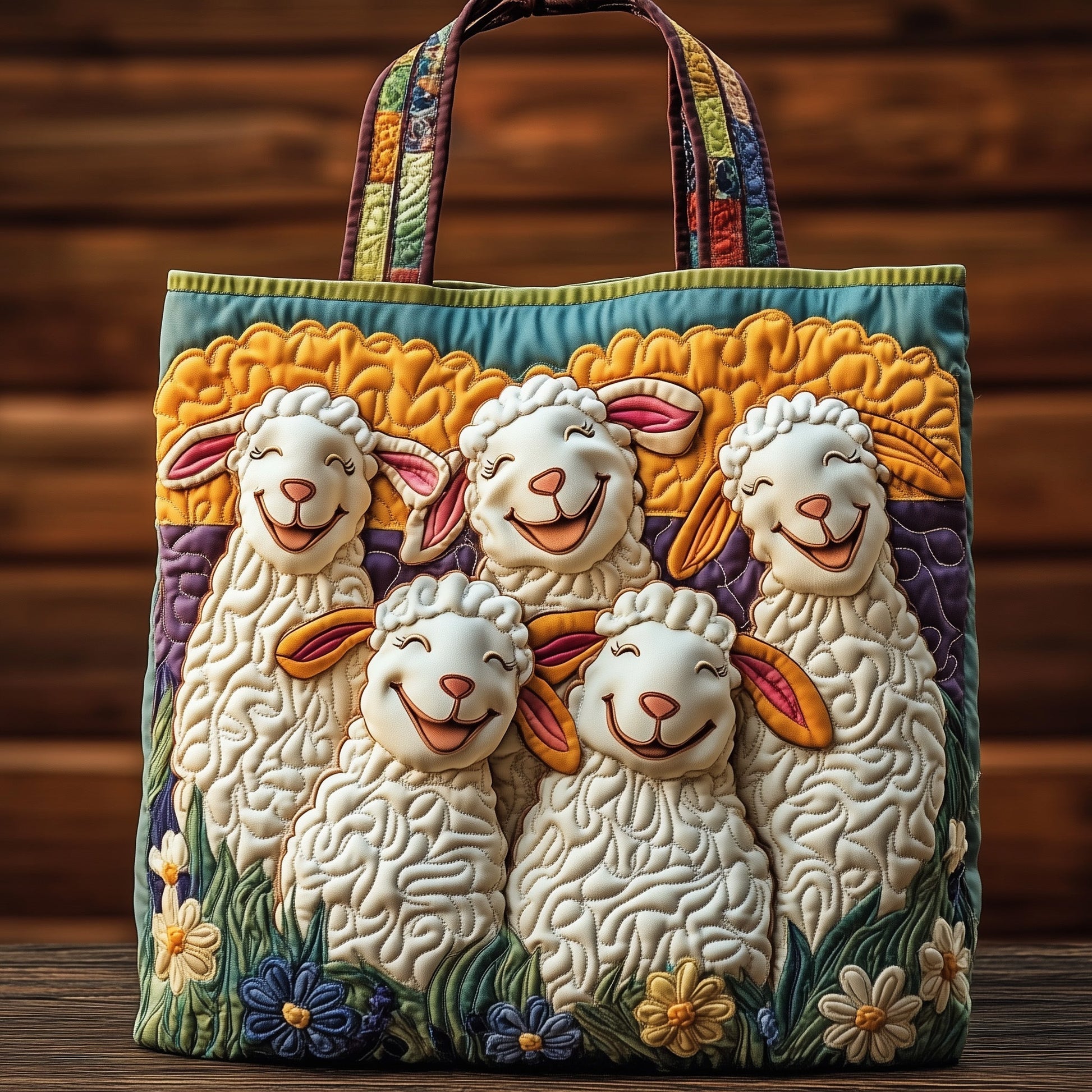 The Joyful Sheep Quilted Tote
