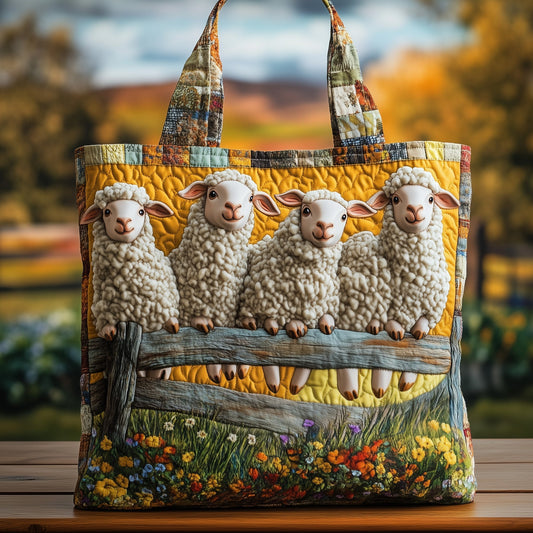 Sheep Farm Scene Quilted Tote