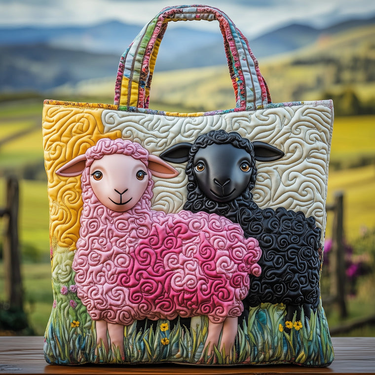 Two Sheep Faces Quilted Tote