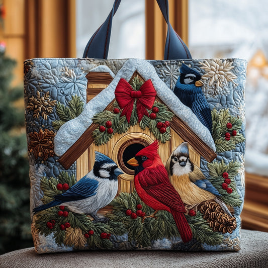 Everyday Winter Birds Quilted Tote